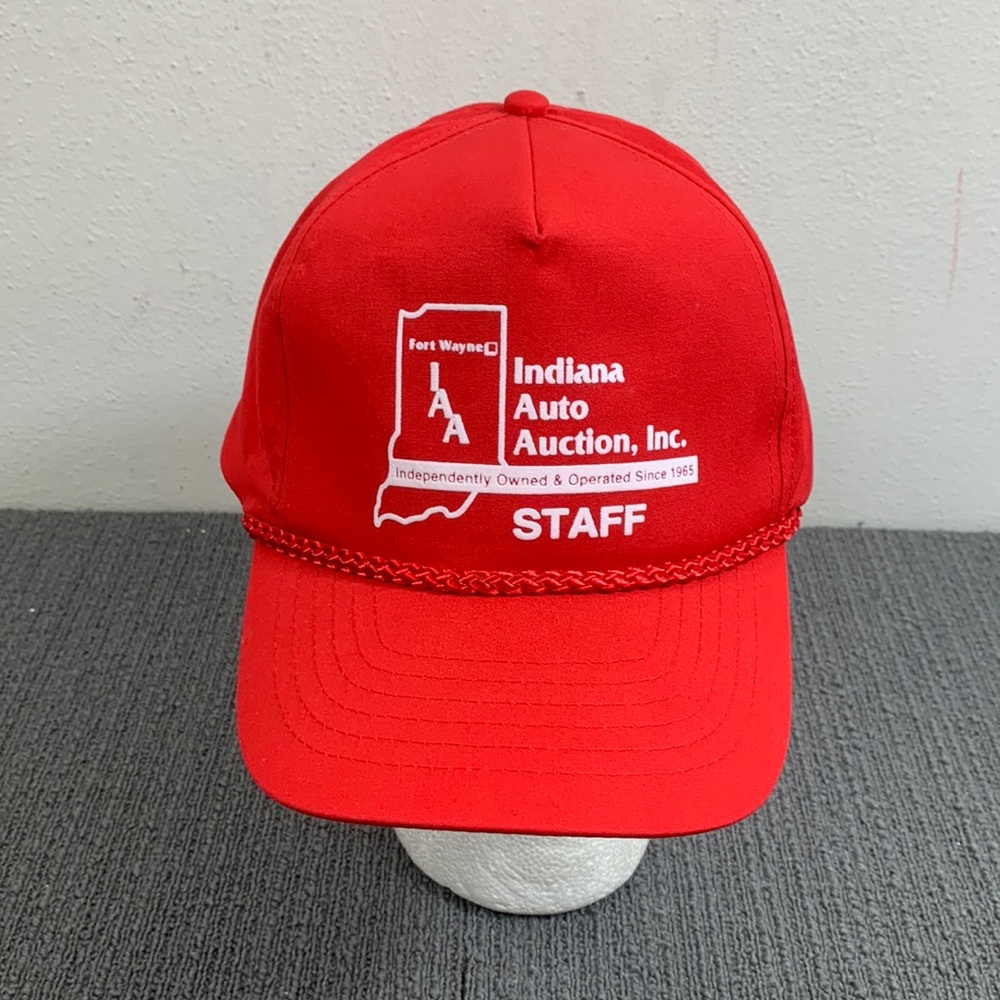 Indiana Auto Auction Staff Rope Snapback Hat Mens OSFA Red Cap Four Seasons